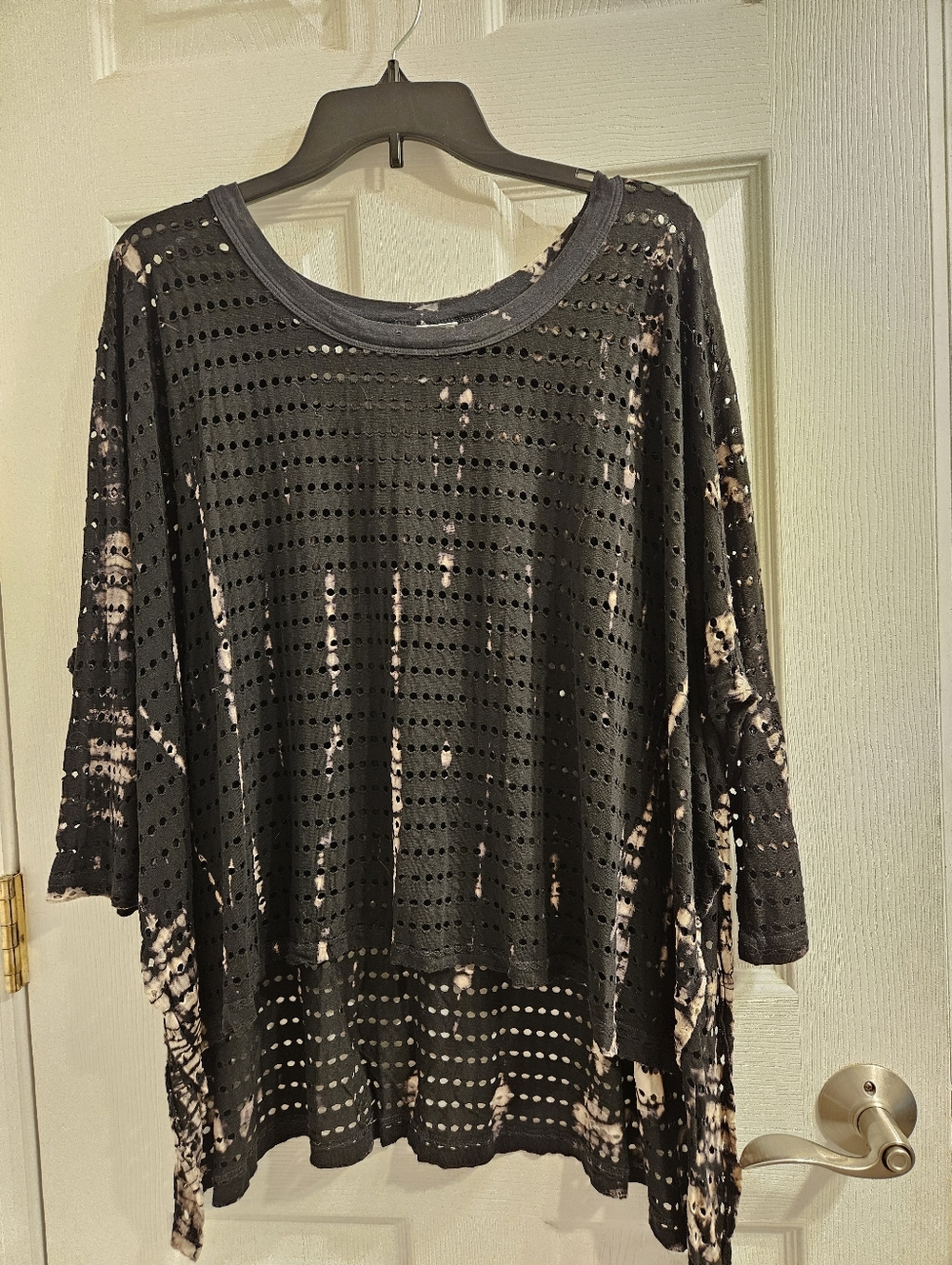 Hard Tail Forever - Black Tie-Dye Perforated Knit Top